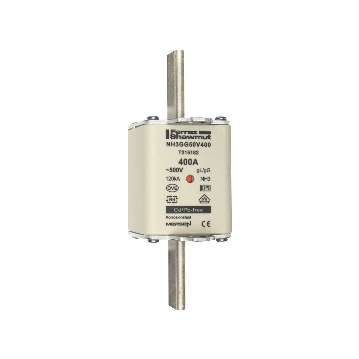 T215182 - NH fuse-link gG, 500VAC, size 3, 400A double indicator/live tags